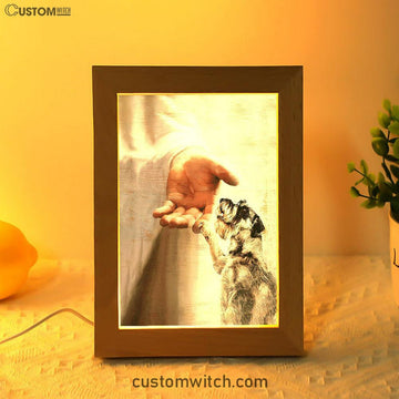 Schnauzer Dog Jesus Take My Hand Frame Lamp Decor - Christian Art - Gift For Dog Lover