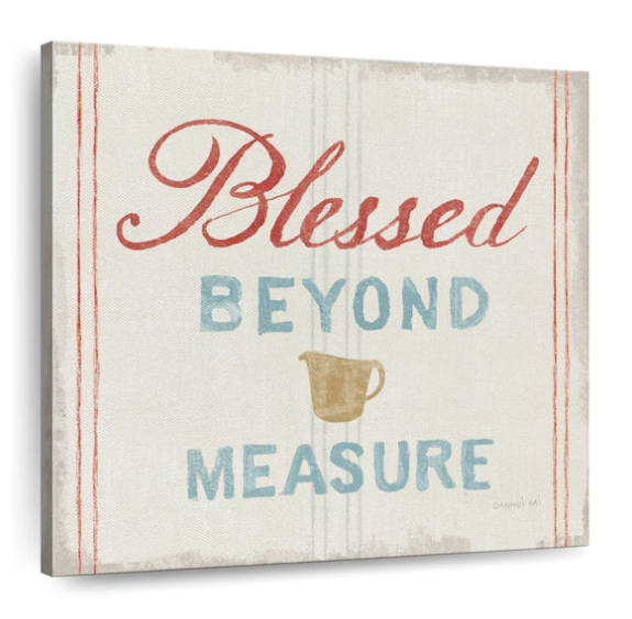 Floursack Kitchen Blessed Beyond Measure Square Canvas Wall Art - Bible Verse Wall Art Canvas - Religious Wall Hanging