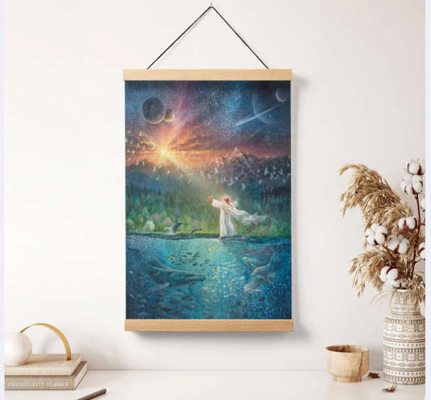 Symphony Of Praise Hanging Canvas Wall Art - Jesus Picture - Jesus Portrait Canvas - Religious Canvas