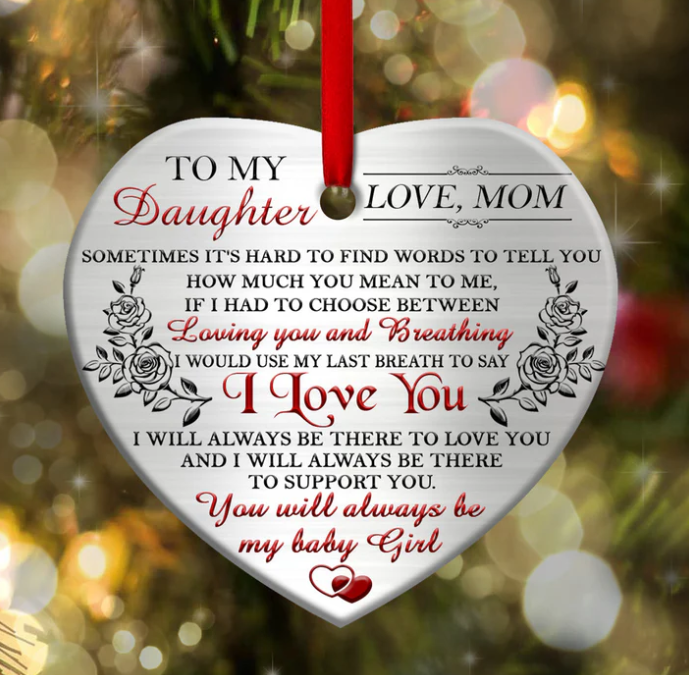 To My Daughter Heart Ceramic Ornament - Christmas Ornament - Christmas Gift