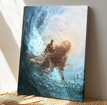 Jesus Reaching Into Water Canvas Prints - God Jesus Gives Hand Wall Art