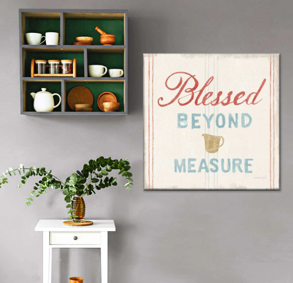 Floursack Kitchen Blessed Beyond Measure Square Canvas Wall Art - Bible Verse Wall Art Canvas - Religious Wall Hanging