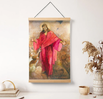 Christ In A Red Robe Hanging Canvas Wall Art - Christan Wall Decor - Religious Canvas