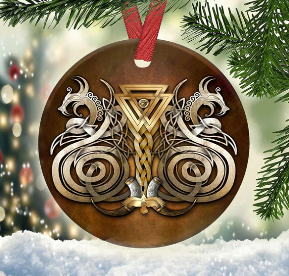 Wolf Viking 3 Ceramic Circle Ornament - Decorative Ornament - Christmas Ornament