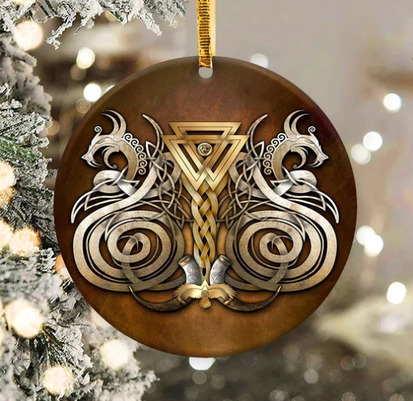 Wolf Viking 3 Ceramic Circle Ornament - Decorative Ornament - Christmas Ornament