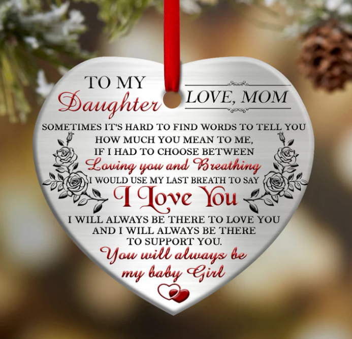 To My Daughter Heart Ceramic Ornament - Christmas Ornament - Christmas Gift