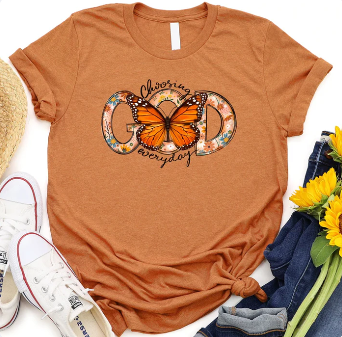 Choosing God Everyday T-Shirt - Butterfly T-Shirt - Religious Shirts For Women - Ciaocustom