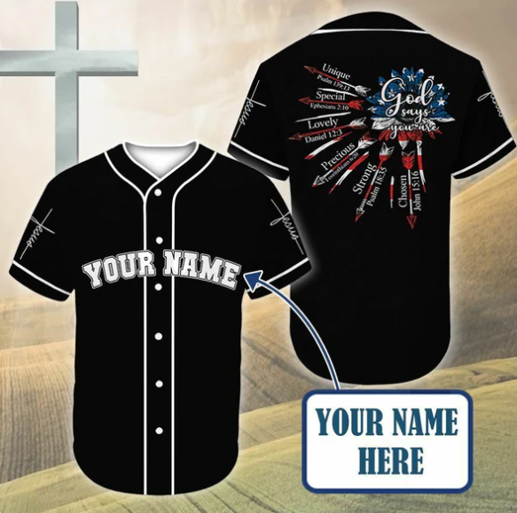 American Flag Baseball Jersey - God Says You Are Custom Baseball Jersey For Men and Women