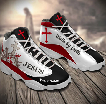 Walk By Faith Jesus J13 Shoes - Personalized Name Faith Shoes - Jesus Shoes