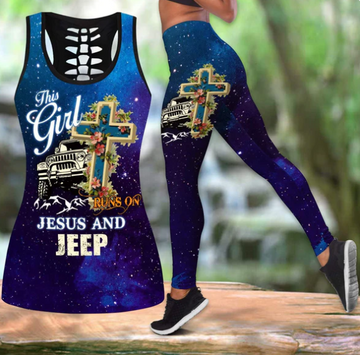 This Girl Runs On Jesus And Jesus Tank Top Legging - Christian Tank Top And Legging Sets For Women