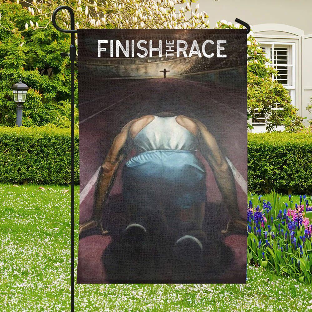 Scripture Flag, Finish The Race, Athletes God Flag,Decorative Flag, Garden Flag, Gift Ideas For Athletes, Christian Flag, Scripture Flag
