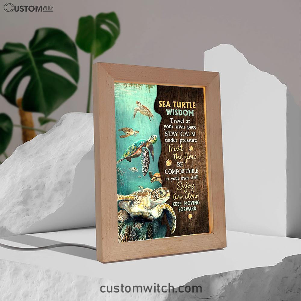 Sea Turtle Keep Moving Forward Frame Lamp Print - Inspirational Frame Lamp Art - Christian Art Home Decor