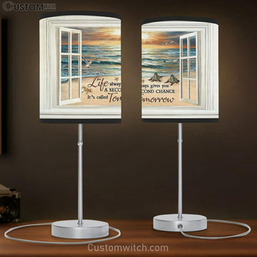 Sea Turtle Life Always Gives You A Second Chance Table Lamp Painting - Christian Lamp Gift - Gifts For Turtle Lovers