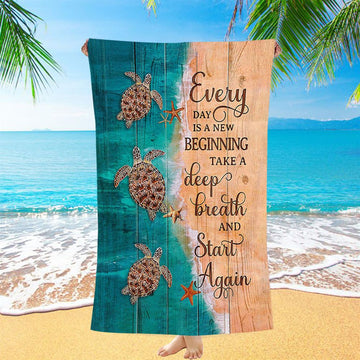 Sea Turtle Little Starfish To The Ocean I Go Beach Towel - Christian Beach Towel - Gift For Turle Lover