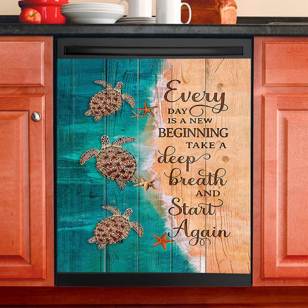 Sea Turtle Little Starfish To The Ocean I Go Dishwasher Cover, Christian Dishwasher Wrap, Gift For Turle Lover