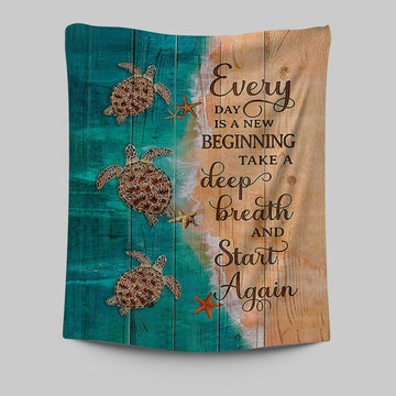 Sea Turtle Little Starfish To The Ocean I Go Tapestry Wall Art - Christian Wall Decor - Gift For Turle Lover