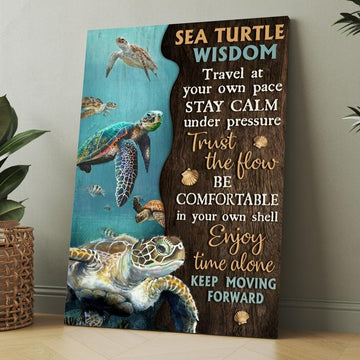 Sea Turtle Ocean World Keep Moving Forward Canvas, Christmas Gift for Christian