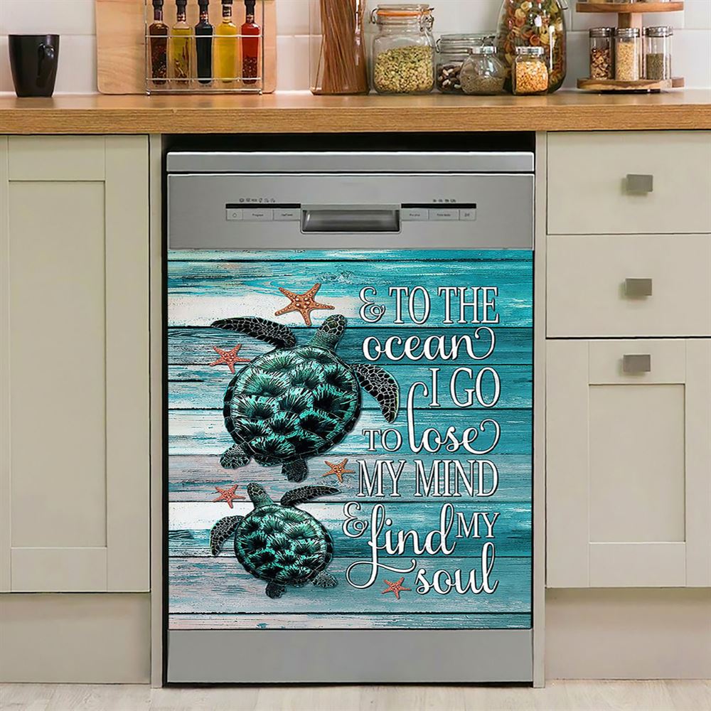 Sea Turtle Starfish Everyday Is A New Beginning Dishwasher Cover, Christian Dishwasher Wrap, Gift For Turle Lover