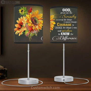 Serenity Prayer Sunflower Table Lamp Gift - Christian Bedroom Decor