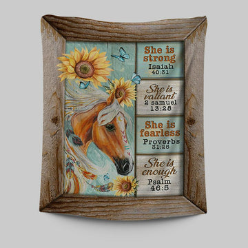 She Is Strong Horse Sunflower Butterfly Tapestry Print - Inspirational Tapestry Art - Christian Wall Art Home Decor