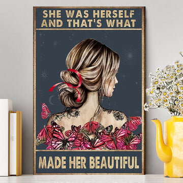 She Remembered Who She Was Canvas Wall Art - Boho Hippie Butterfly Decor