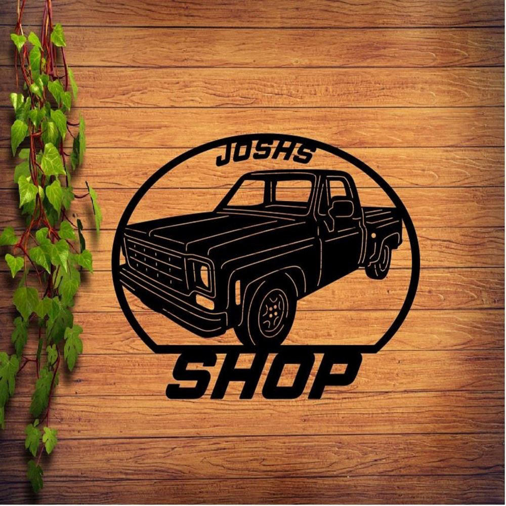 Shop Truck Metal Sign, Work Shop Truck Wall Art, Garage Wall Art Sign, Work Shop Sign, Shop Decor Metal Wall Art