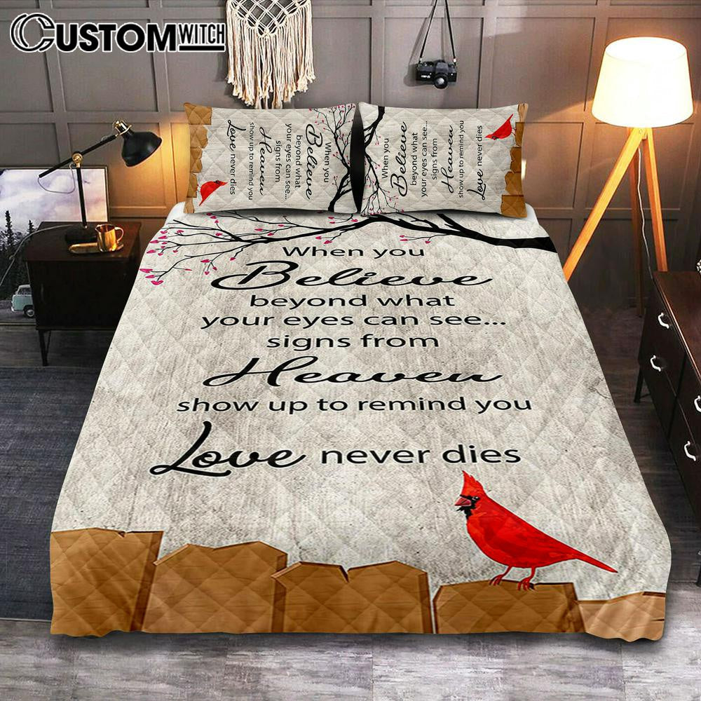 Signs From Heaven Remind You Love Never Dies Quilt Bedding Set Bedroom - Christian Quilt Bedding Set Bedroom Decor