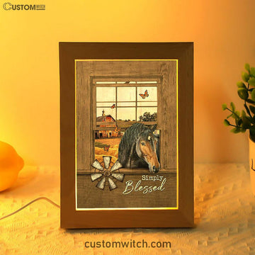Simply Blessed Black Horse Windmill - Frame Lamp Art - Bible Verse Wooden Lamp - Inspirational Art - Christian Home Decor