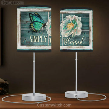 Simply Blessed Table Lamp Gift - Butterfly Camellia Flower Christian Art - - Christian Bedroom Decor