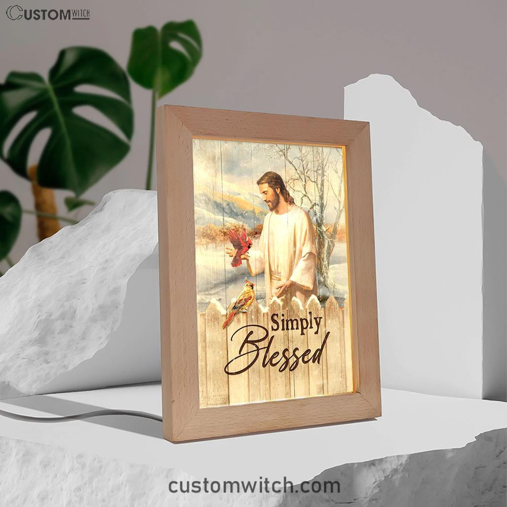 Simply Blessed Cardinal Frame Lamp Print - Inspirational Frame Lamp Art - Christian Art Home Decor