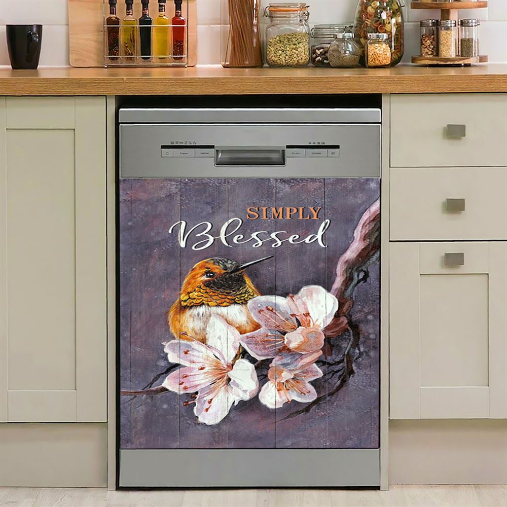 Simply Blessed Dream Horse Red Cardinal Dishwasher Cover, Inspirational Dishwasher Wrap, Christian Kitchen Decoration