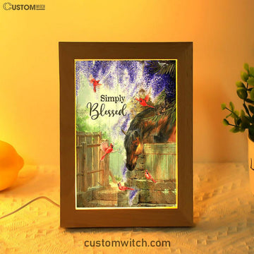 Simply Blessed Dream Horse Red Cardinal Frame Lamp Print - Inspirational Frame Lamp Art - Christian Art Home Decor
