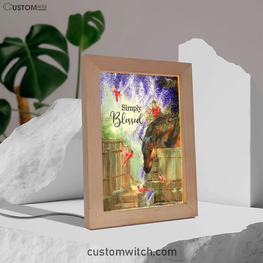 Simply Blessed Dream Horse Red Cardinal Frame Lamp Print - Inspirational Frame Lamp Art - Christian Art Home Decor