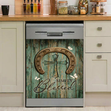 Simply Blessed Horse German Shepherd Dishwasher Cover, Inspirational Dishwasher Wrap, Christian Kitchen Decoration