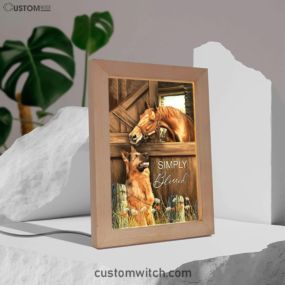 Simply Blessed Horse German Shepherd Frame Lamp Print - Inspirational Frame Lamp Art - Christian Art Home Decor