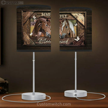 Simply Blessed Quarter Horse Butterfly Lamp Gift Table Lamp - Christian Bedroom Decor - Gifts For Horse Lovers