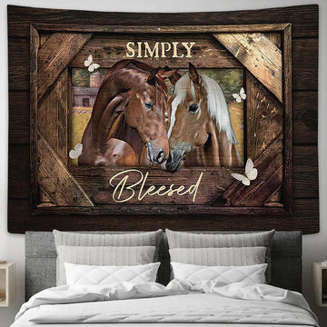 Simply Blessed Quarter Horse Butterfly Wall Art Tapestry - Christian Wall Decor - Gifts For Horse Lovers