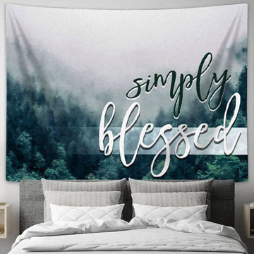 Simply Blessed Tapestry Wall Art - Mountain Forest - Christian Gifts - Christian Wall Decor