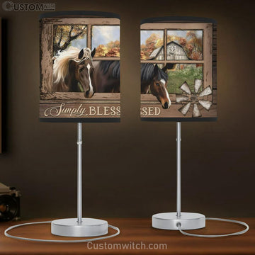 Simply Blessed Two Horses Window Table Lamp Prints - Christian Lamp Gift - Religious Home Decor