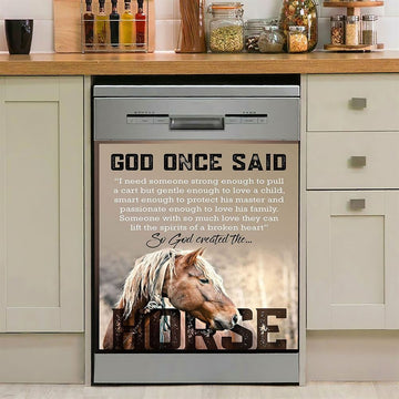 So God Created The Horse Dishwasher Cover, Perfect Gift For Vets &amp; Horse Lovers!, Christian Kitchen Decoration