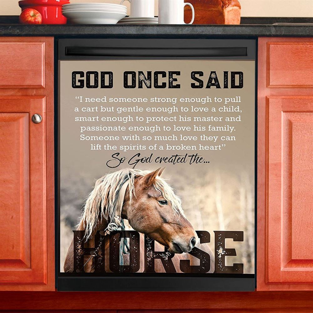 So God Created The Horse Dishwasher Cover, Perfect Gift For Vets &amp; Horse Lovers!, Christian Kitchen Decoration