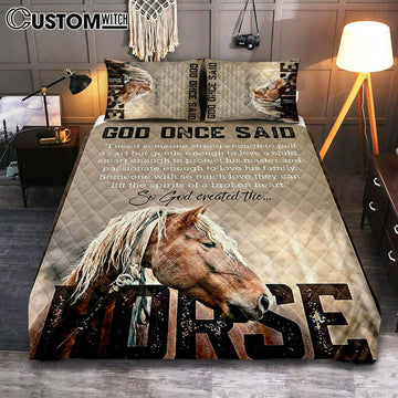So God Created The Horse Quilt Bedding Set Bedroom - Perfect Gift For Vets &amp; Horse Lovers! - Christian Quilt Bedding Set Bedroom Decor