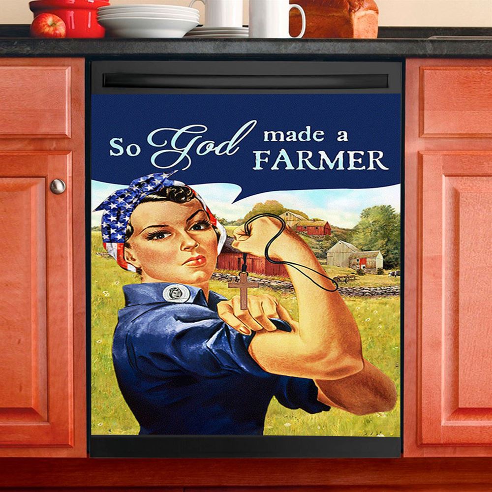 So God Made A Farmer Dishwasher Cover, Christian Dishwasher Wrap, Bible Verse Kitchen Decoration