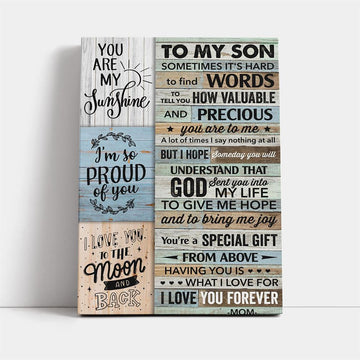 Sometimes It'S Hard To Find Words Mom To Son Canvas, Mother's Day Canvas Art, Gift For Mom, Birthday Gift, Mother's Day Wall Art