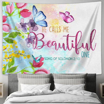 Song Of Solomon 210 He Calls Me Beautiful One Tapestry Wall Art - Christian Wall Decor