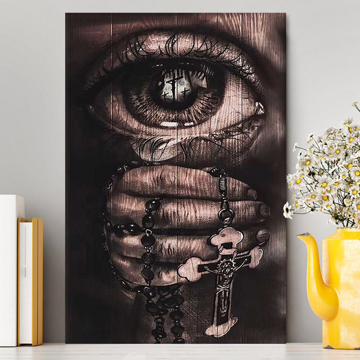 Stunning Eyes Jesus Calls Pray For Healing Cross Canvas Print - Inspirational Canvas Art - Christian Wall Art Home Decor
