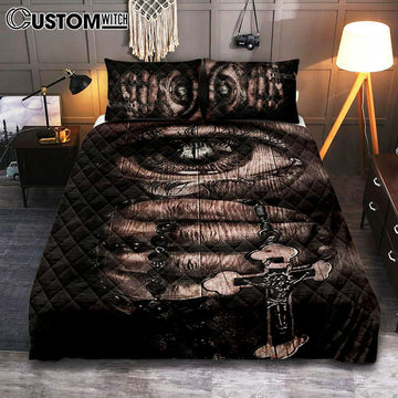 Stunning Eyes Jesus Calls Pray For Healing Cross Quilt Bedding Set Print - Inspirational Quilt Bedding Set Art - Christian Bedroom Home Decor