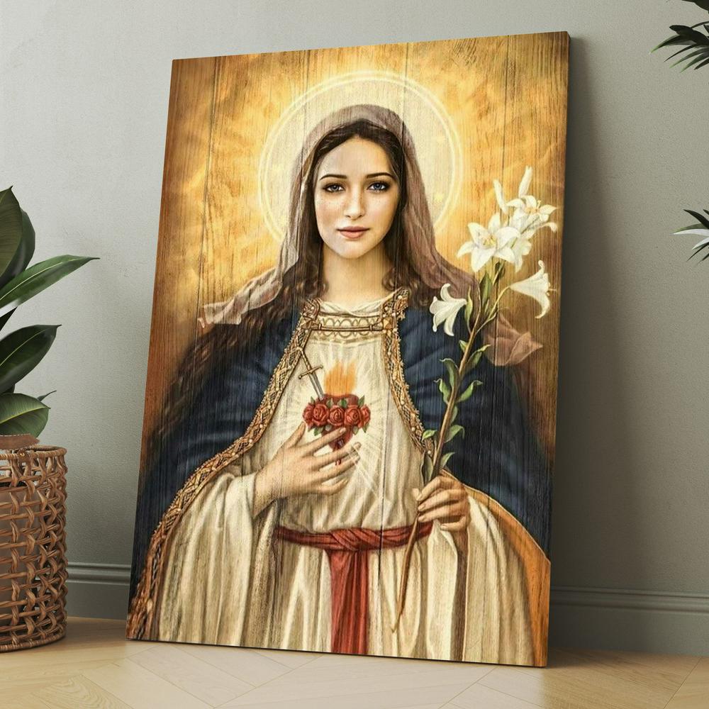 Stunning Maria, Lily Flower, Infinite Halo Canvas, Christmas Gift for Christian