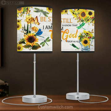Sunflower Be Still Know That I Am God Psalm 46 10 Table Lamp Gift - Bible Verse Lamp Gift - Christian Home Decor