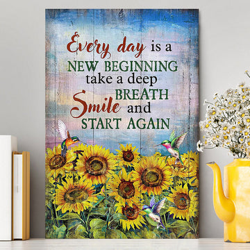Sunflower Every Day Is A New Beginning Canvas Art - Christian Art - Bible Verse Wall Art - Religious Home Decor